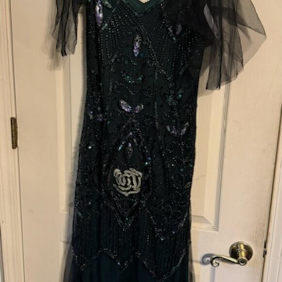 FAIRY COUPLE 1920s Floor-Length V-Back Sequined Embellished Flapper Dress Med/10 - Picture 2 of 4